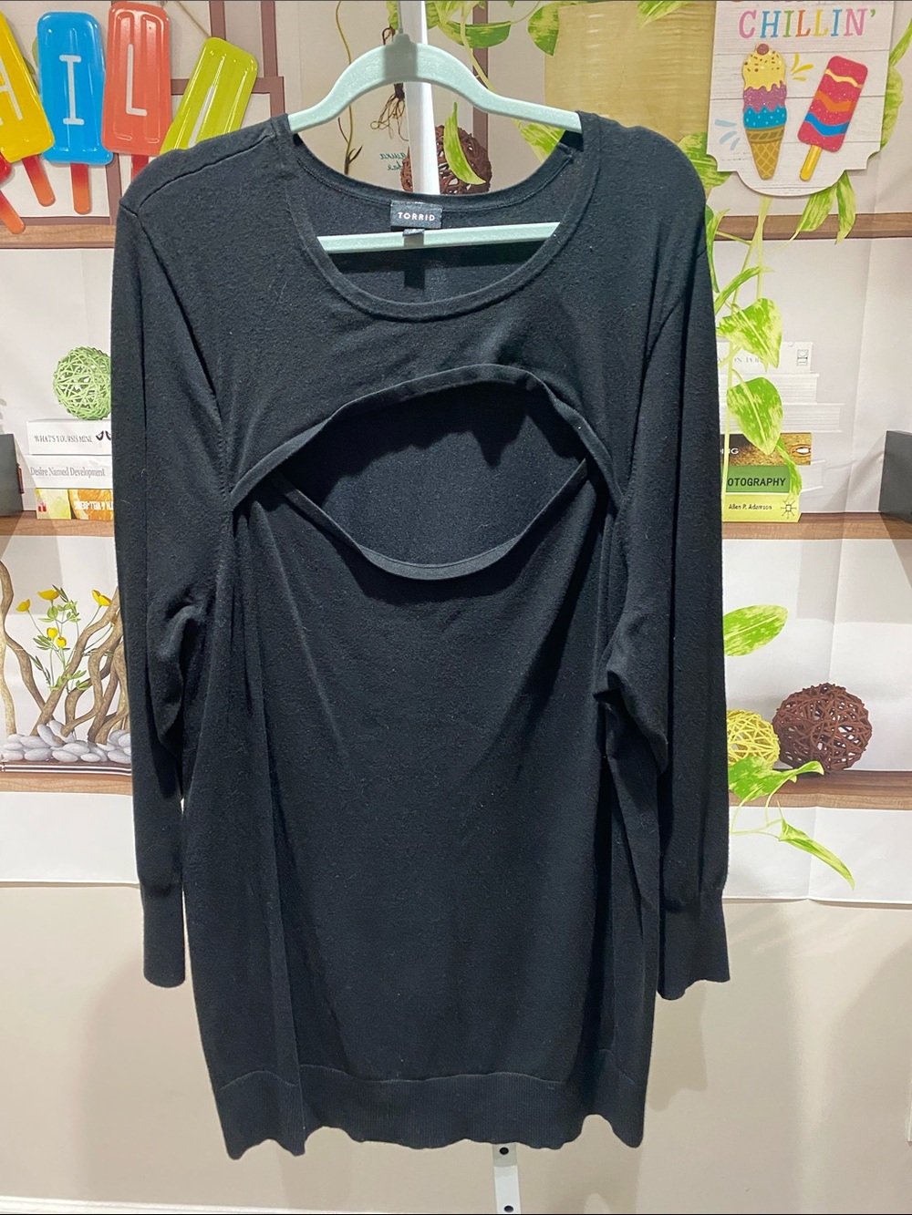 torrid Black Long Sleeve Cutout Knit Top